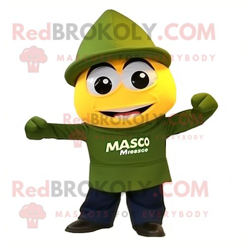 Personnage De Costume De Mascotte Redbrokoly Olive Mango Habillé D'une Veste De Moto Et De Chapeaux
