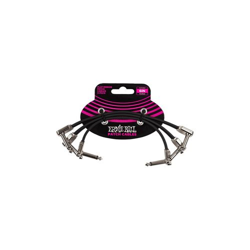 Ernie Ball 6221 - Cables Patch Pack De 3 - Coudé Fin & Plat - 15 Cm