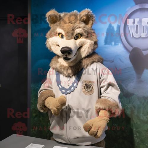 Costume De Mascotte Redbrokoly Tan Say Wolf Habillé D'un Sweat Et D'un Bracelet Montres