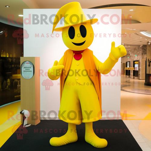 Personnage De Costume De Mascotte Redbrokoly De Magicien Jaune Habillé D'un Pantacourt Et De Cravates