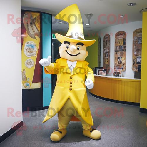 Personnage De Costume De Mascotte Redbrokoly De Magicien Jaune Habillé D'un Pantacourt Et De Cravates