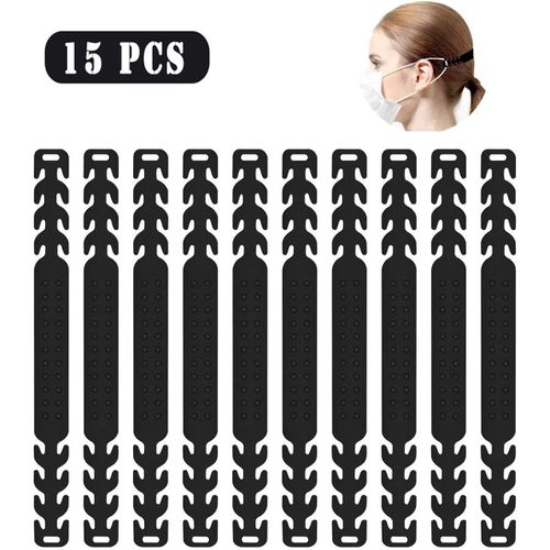 Crochet Pour Masque, Extenseur De Sangle De Masque, Crochet De Masque Réglable Douleur D'oreille Soulagée (15pcs) (Noir)