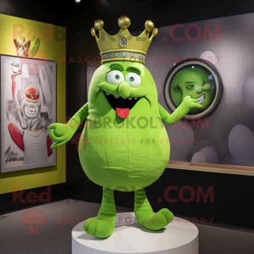 Personnage De Costume De Mascotte Redbrokoly Lime Green Queen Habillé D'un T-Shirt Henley Et D'anneaux