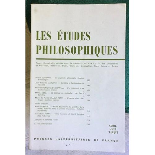 Les Etudes Philosophiques Avril Juin 1981 Numero 2