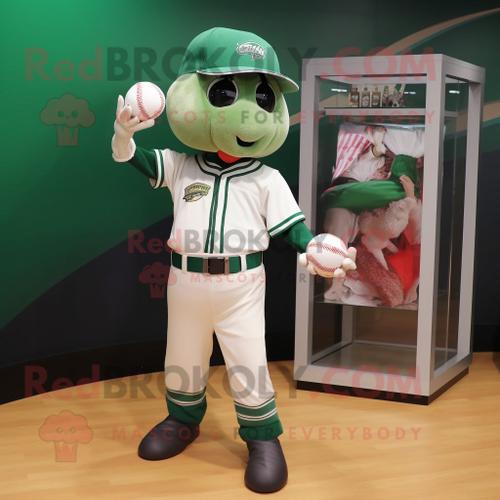 Personnage De Costume De Mascotte Redbrokoly De Ballon De Basket-Ball Vert Forêt Habillé D'un Tee-Shirt De Baseball Et De Bérets