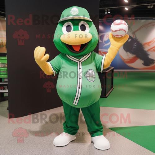 Personnage De Costume De Mascotte Redbrokoly De Ballon De Basket-Ball Vert Forêt Habillé D'un Tee-Shirt De Baseball Et De Bérets