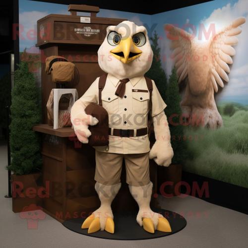 Personnage De Costume De Mascotte Redbrokoly Cream Hawk Vêtu D'un Short Cargo Et D'anneaux