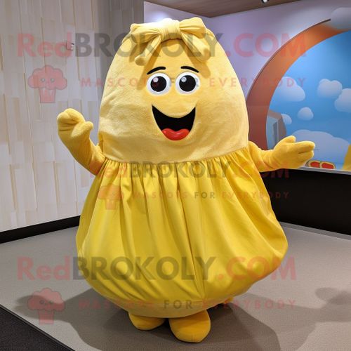 Personnage De Costume De Mascotte Redbrokoly De Pomme De Terre Jaune Habillé D'une Jupe Longue Et De Coussinets Pour Les Pieds