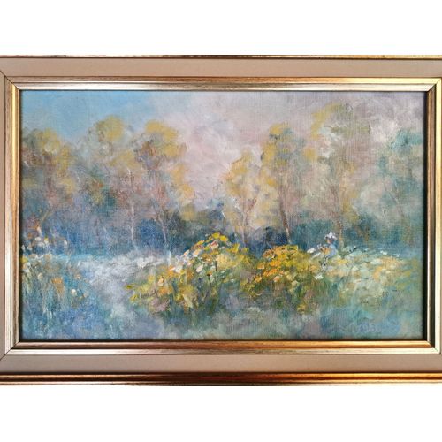 Hst Intitulée "Fleurs Jaunes Du Jardin D'enfance" Par Danley. 34*21 Cm