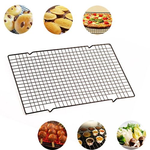 Grille de refroidissement antiadhésive en acier inoxydable pour plaque de cuisson? robuste? four sûr pour rôtir cuisson griller 28x25.5cm 1PC