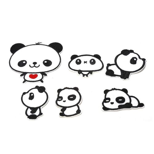 6 PCS/Lot coudre fer sur dessin animé coeur panda patchs pour vêtements brodé patch motif applique traiter avec it vêtements
