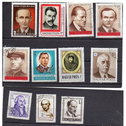 Hongrie- Lot De 11 Timbres Oblitérés- Personnages Célèbres