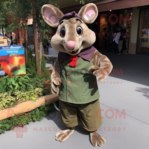 Costume De Mascotte Redbrokoly Olive Ratatouille Personnage Habillé Avec Un Pantalon En Velours Côtelé Et Des Châles