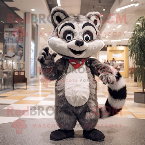 Costume De Mascotte Redbrokoly De Raton Laveur Gris Habillé D'une Combinaison Et De N?uds Papillon