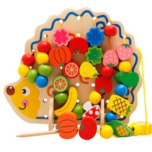 82 Pièces Enfants En Bois Fruits Légumes Laçage Cordage Perles Jouets Avec Hérisson Conseil Montessori Jouet Éducatif Pour Enfants Cadeau