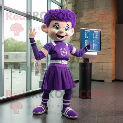 Mascotte Redbrokoly De Personnage De Danseuse Irlandaise Violette Habillée D'un Débardeur Et D'un Bracelet Montres