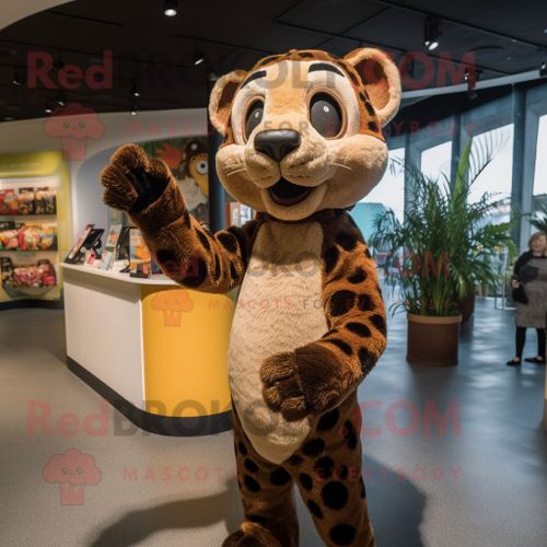 Mascotte Redbrokoly De Personnage De Guépard Marron Habillé D'un Pantalon Et D'écharpes