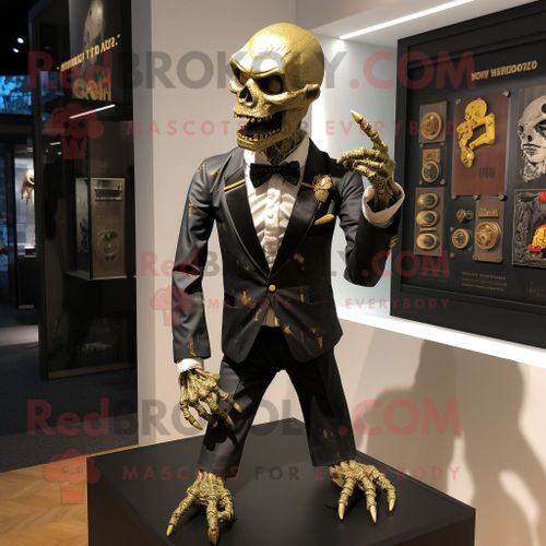 Personnage De Costume De Mascotte Redbrokoly De Mort-Vivant Doré Habillé D'une Chemise Oxford Et De Boutons De Manchette