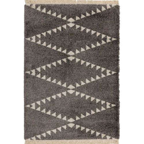 Tapis Style Berbère À Franges Effet Laine Diko 120x170 Cm Noir - Novatrend