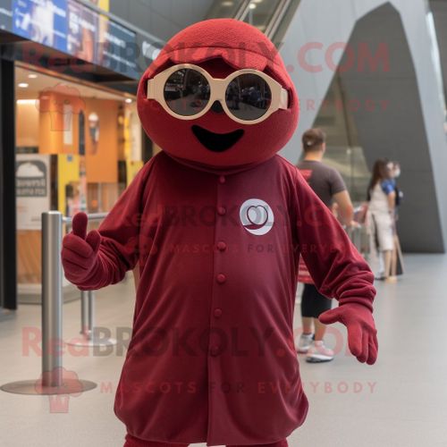 Personnage De Costume De Mascotte Redbrokoly De Boulettes De Viande Marron Vêtu D'une Couverture Et De Lunettes De Soleil