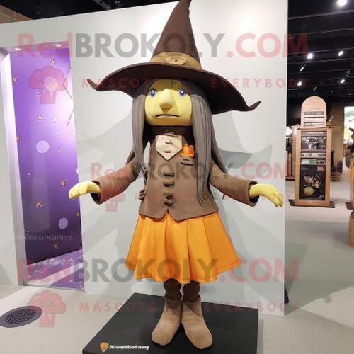 Mascotte Redbrokoly De Personnage De Sorcière Brune Habillée D'un Jegging Et De Bérets