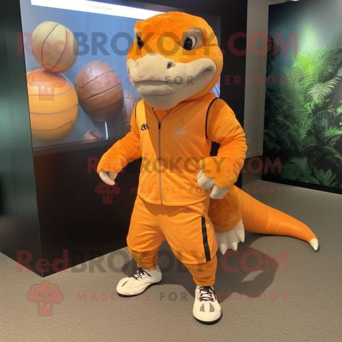 Personnage De Costume De Mascotte Redbrokoly De Pangolin Orange Vêtu D'une Chemise De Ville Et De Lacets De Chaussures