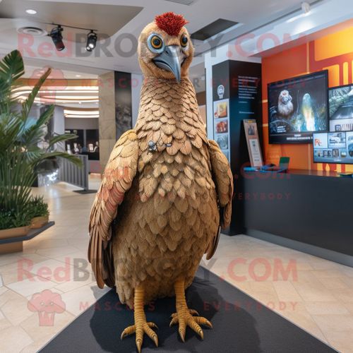 Personnage De Costume De Mascotte Redbrokoly De Faisan Bronzé Habillé D'un Body Et D'anneaux