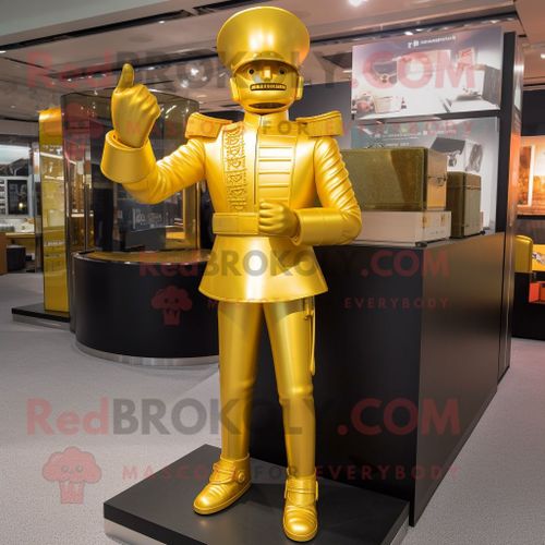 Mascotte Redbrokoly De Personnage De Soldat D'or Vêtu D'un Jegging Et De Boutons De Manchette