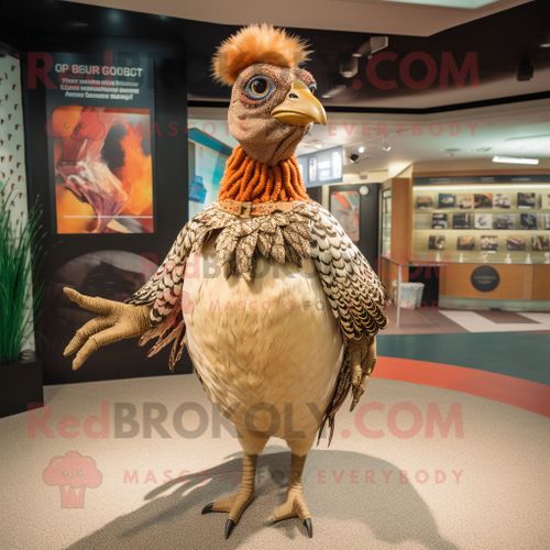 Personnage De Costume De Mascotte Redbrokoly De Faisan Bronzé Habillé D'un Body Et D'anneaux