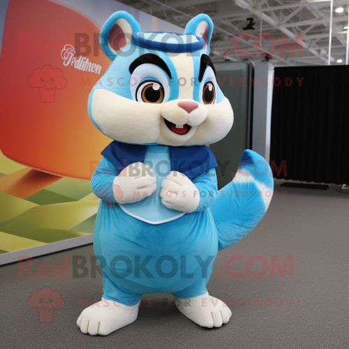 Personnage De Costume De Mascotte Redbrokoly Chipmunk Bleu Ciel Habillé D'une Robe Et De Coussinets Pour Les Pieds