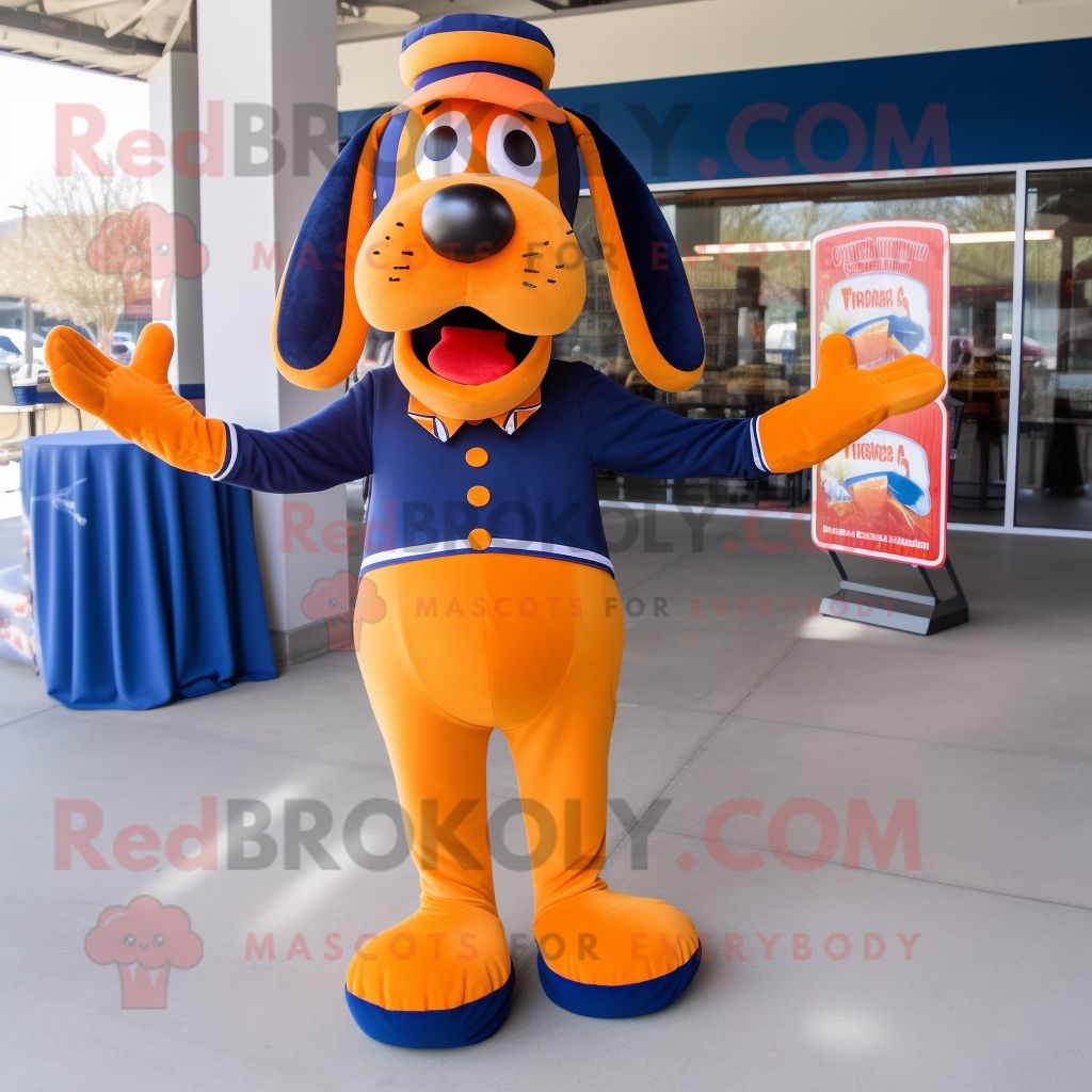 Personnage De Costume De Mascotte Redbrokoly De Hot Dogs Bleu Marine Habillé D'un T-Shirt À Manches Longues Et De N?uds Papillons