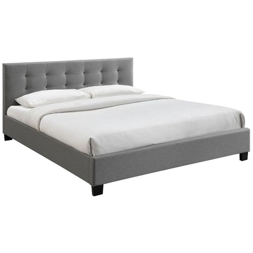 Lit King Size En Tissu Gris Capitonné 180 X 200 Cm Marquise