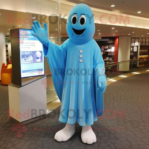 Personnage De Costume De Mascotte Redbrokoly Sky Blue Ghost Habillé D'un Pantalon Et De Boutons De Manchette