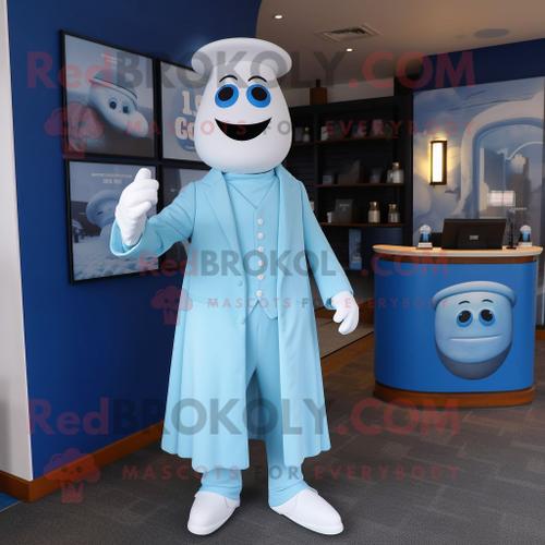 Personnage De Costume De Mascotte Redbrokoly Sky Blue Ghost Habillé D'un Pantalon Et De Boutons De Manchette