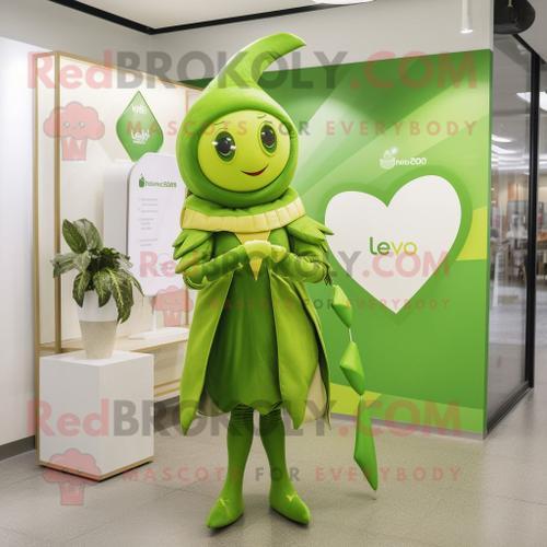 Personnage De Costume De Mascotte Redbrokoly Flèche Verte De L'amour Vert Citron Vêtu D'une Robe Et De Montres