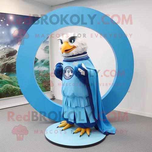 Personnage De Costume De Mascotte Redbrokoly Sky Blue Haast S Eagle Habillé D'une Jupe Circulaire Et D'anneaux