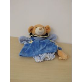 Doudou Marionnette Bleu Souris Et Son Bébé Nounours