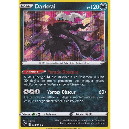 Carte Pokemon - Darkrai - 105/189 - Holo-Rare - Épée Et Bouclier 3 Ténèbres Embrasées