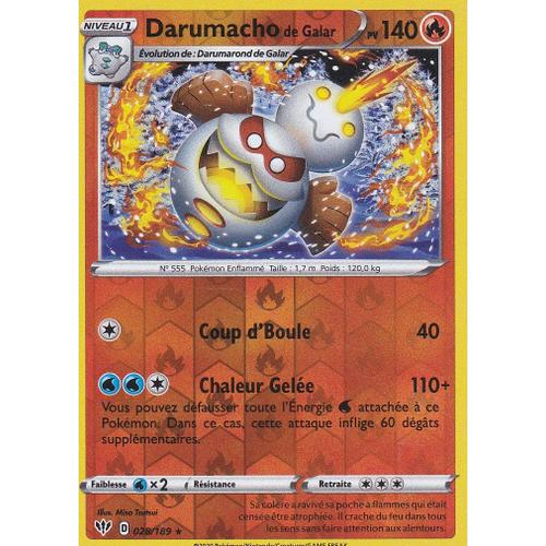 Carte Pokemon - Darumacho De Galar - 28/189 - Holo-Reverse - Épée Et Bouclier 3 Ténèbres Embrasées