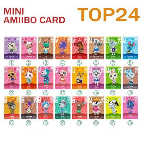 Carte Amiibo Animal Crossing, 24pcs Top24 Mini Jeu Cartes De Villageois De Caractères Pour Animal Crossing New Horizons