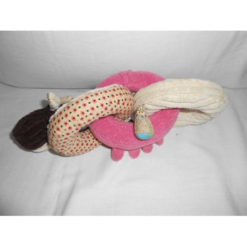 Doudou Vache Milkos Anneau Hochet Les Deglingos Peluche Animal Marron Beige Têtines Rose Jeu Activite Bruit Grelot