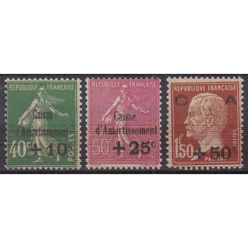 Type Semeuse Et Pasteur Avec Surcharge Série Complète Au Profit De La Caisse D'amortissement Année 1929 N° 253 254 255 Yvert Et Tellier Luxe