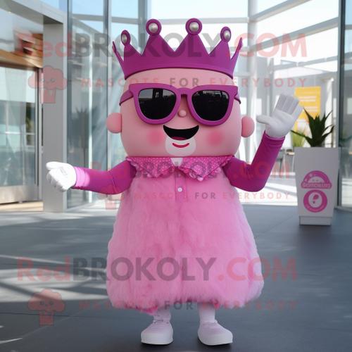 Personnage De Costume De Mascotte Redbrokoly De Reine Rose Habillé D'une Chemise Boutonnée Et De Lunettes De Soleil