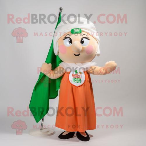 Personnage De Costume De Mascotte Redbrokoly De Drapeau Irlandais De Pêche Vêtu D'une Robe Taille Empire Et De Clips D'écharpe