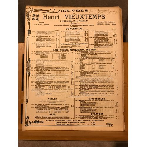 Henri Vieuxtemps Fantaisie-Caprice Opus 11 Partition Violon Piano Éd. Joubert