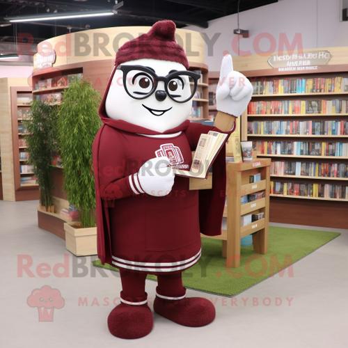 Personnage De Costume De Mascotte Redbrokoly De Fer À Cheval Marron Habillé D'un Sweat-Shirt Et De Lunettes De Lecture