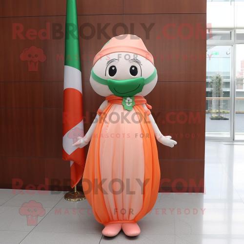 Personnage De Costume De Mascotte Redbrokoly De Drapeau Irlandais De Pêche Vêtu D'une Robe Taille Empire Et De Clips D'écharpe