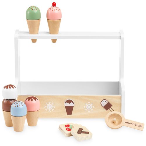 Marchande De Glaces Mamabrum - Marchande Enfant En Bois +3 Ans, Jouet Marchande Avec Accessoires - Couleur Écologique Non Toxique