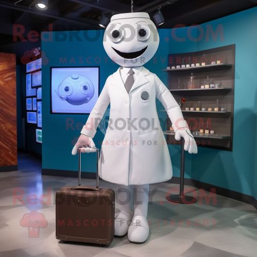 Personnage De Costume De Mascotte Redbrokoly De Docteur Blanc Habillé Avec Jupe Et Porte-Documents