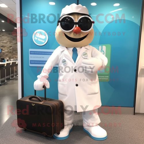 Personnage De Costume De Mascotte Redbrokoly De Docteur Blanc Habillé Avec Jupe Et Porte-Documents